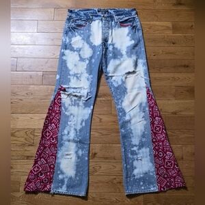 Vintage 1990's, one-of-a-kind, handmade Polo jeans, 33"x32"